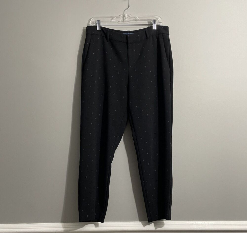Old Navy Harper Tall Pants 12 Nautical Print Black Blue Preppy Stretch